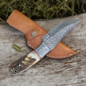 Damascus Steel Small Drop-Point Fixed Blade