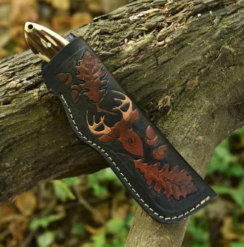 Staghorn Fixed-Blade Knife - Damascus Steel - Image 2
