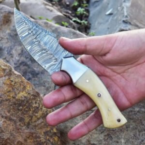 Damascus Steel Drop-Point Hunting Knife