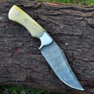 Damascus Steel Drop-Point Fixed Blade