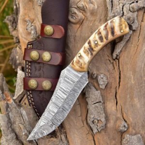 Damascus Steel Large Clip-Point Fixed Blade