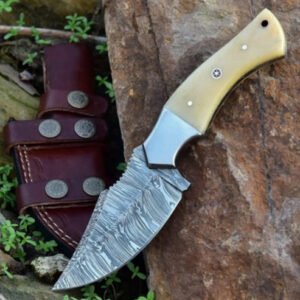 Damascus Steel Clip-Point Hunting Knife