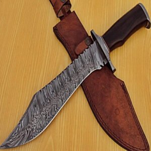 Damascus Steel Bowie Knife with Wengi Wood Handle
