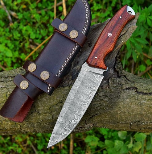 Large Damascus Steel Bowie Knife