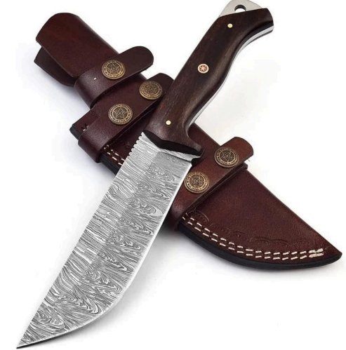 Damascus Steel Clip-Point Hunting Knife