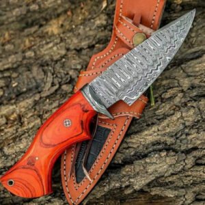 Damascus Steel Bowie Knife with Paka Wood Handle