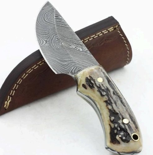 Staghorn Small Fixed-Blade Knife – Damascus Steel